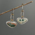 Geometric Triangle Enamel Asymmetric Earrings