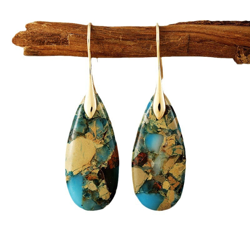 Waterdrop Natural Stone Vintage-style Earrings