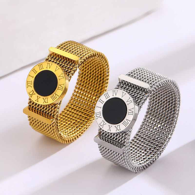 Stainless Steel Roman Numeral Ring Belt Chain