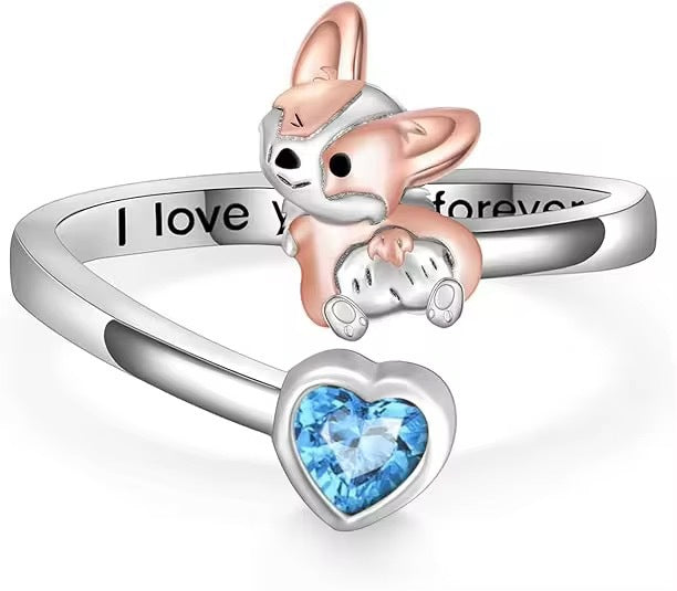 Fashionable And Simple Two Tone Elephant Bear Open Silver Ring