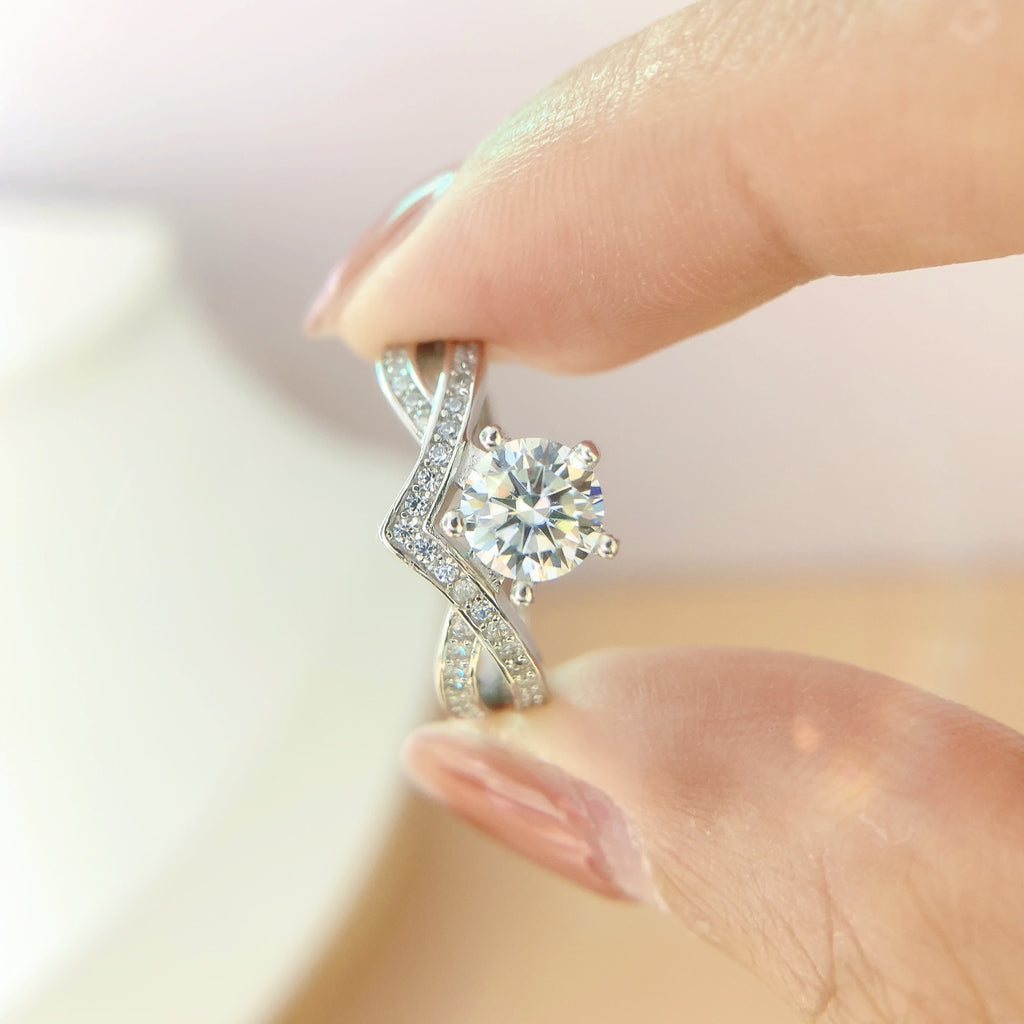 S925 Sterling Silver Moissanite Cross Crown Ring
