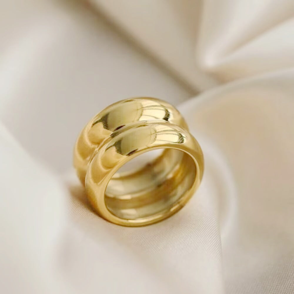 Stylish Titanium Steel Ring For Women Double-Layer Minimalist Plain Band