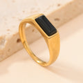 Stainless Steel Rectangular Natural Stone Ring
