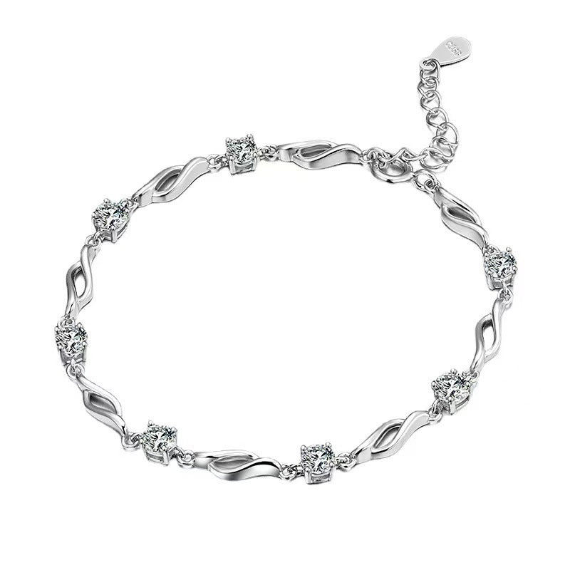 Wave Crystal Love Womens Bracelet Blue Diamond High-End Bracelet