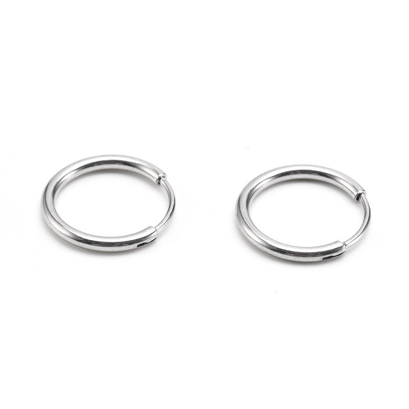 Simple, Versatile Stainless Steel Hoop Earrings In A Classic Round Design