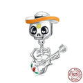 925 Silver Guitar Skull Bracelet Halloween DIY Bead