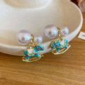 Little Horse Pearl Drop Earrings With Silver Post