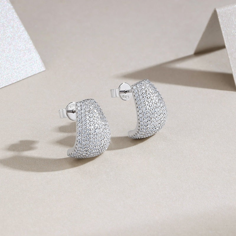 Top-quality Moissanite Luxury And Fashionable Light Luxury Jewelry Silver Stud Earrings S925 Silver Plated Platinum
