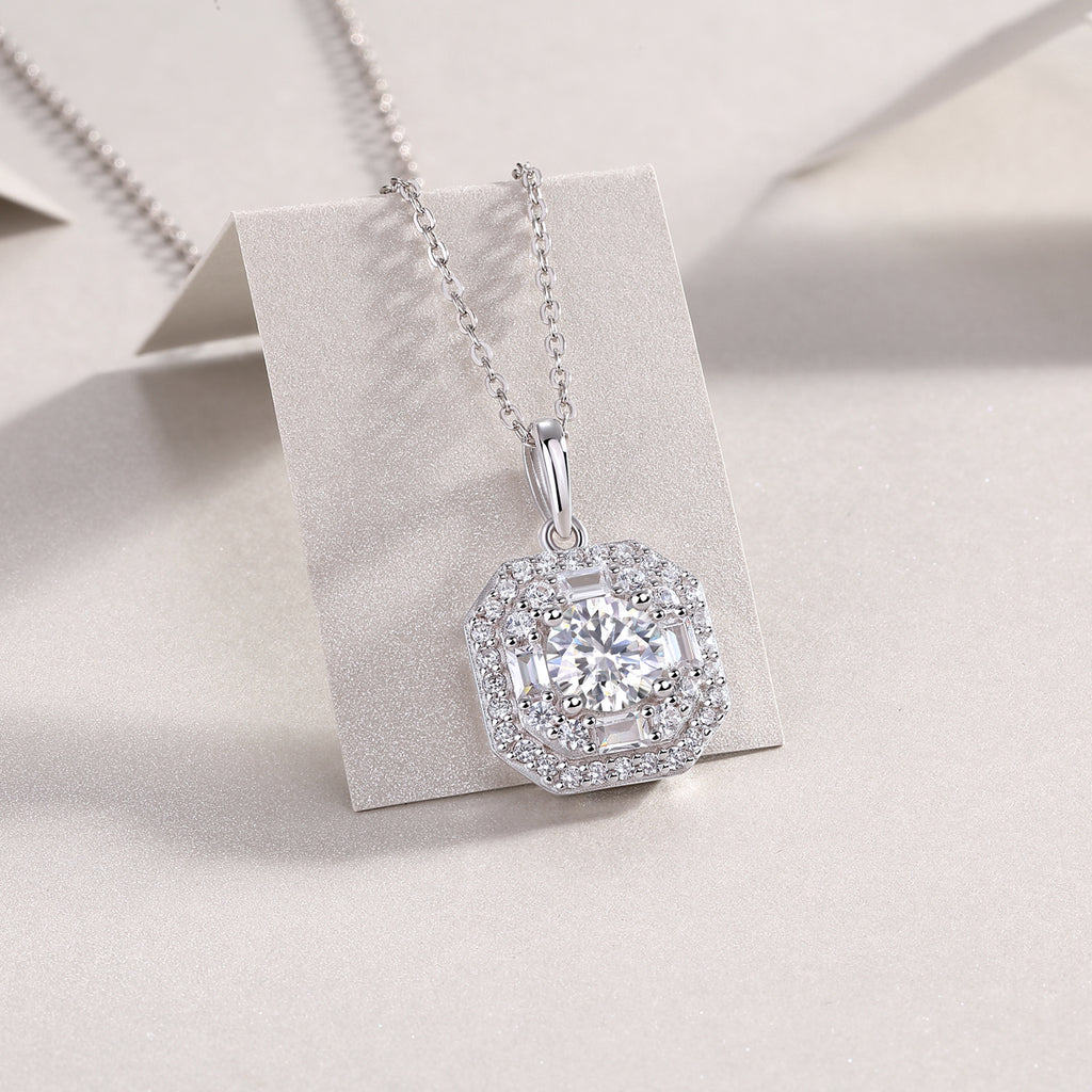 Small Square Bag - Set With Top-quality Moissanite, Fashionable And Light Luxury Jewelry, Silver Pendant Necklace S925, Silver-plated Platinum