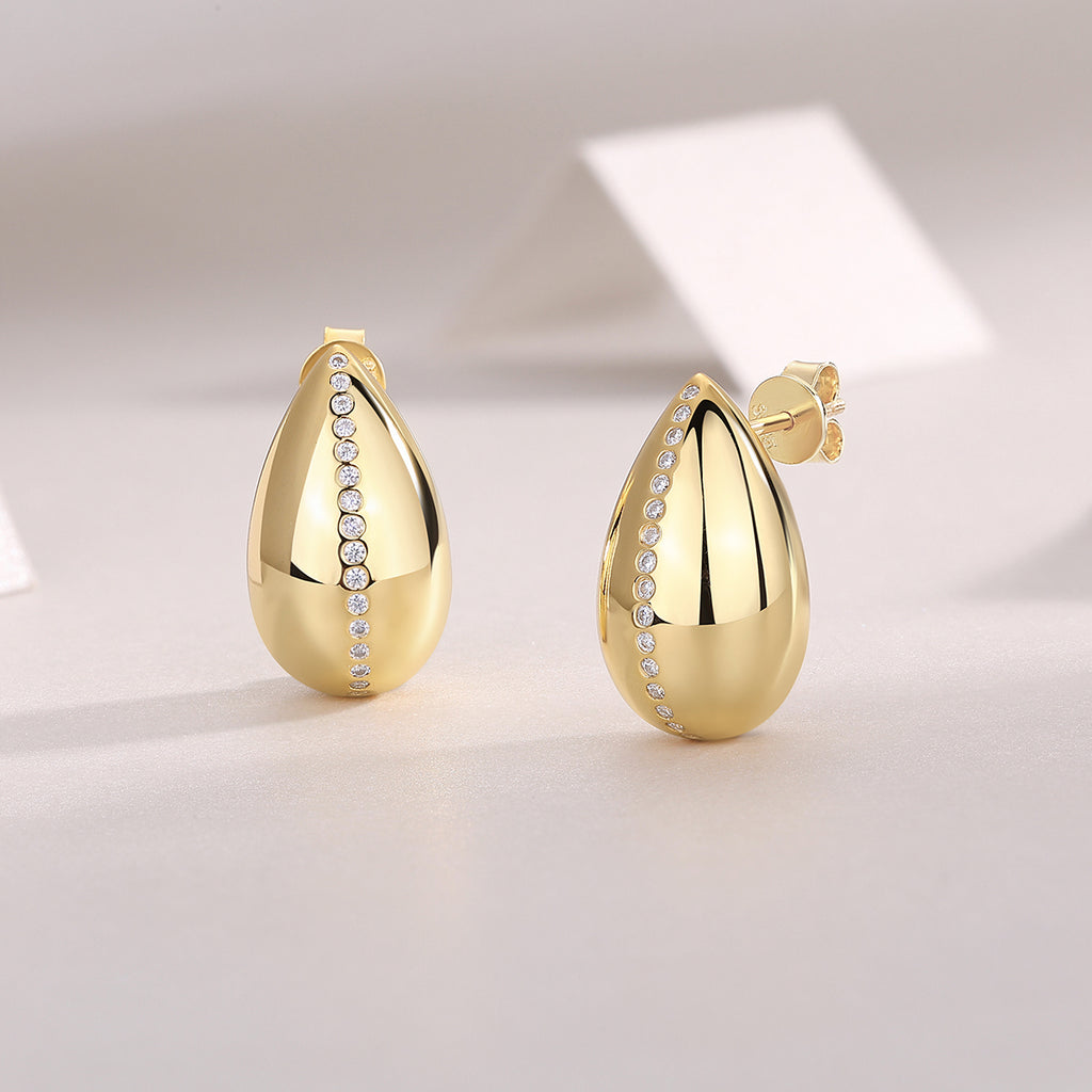 Light And Shadow Water Drop - Premium Moissanite Luxury And Fashionable Light Luxury Jewelry Silver Stud Earrings S925 Silver Electroplated Gold