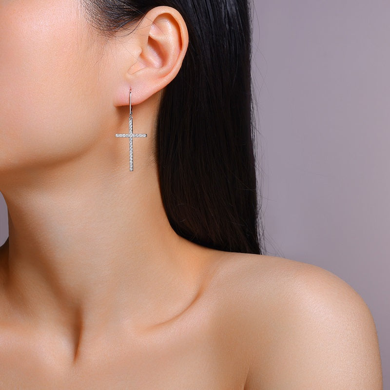 Top-quality Moissanite Luxury And Fashionable Light Luxury Jewelry Silver Stud Earrings S925 Silver Plated Platinum