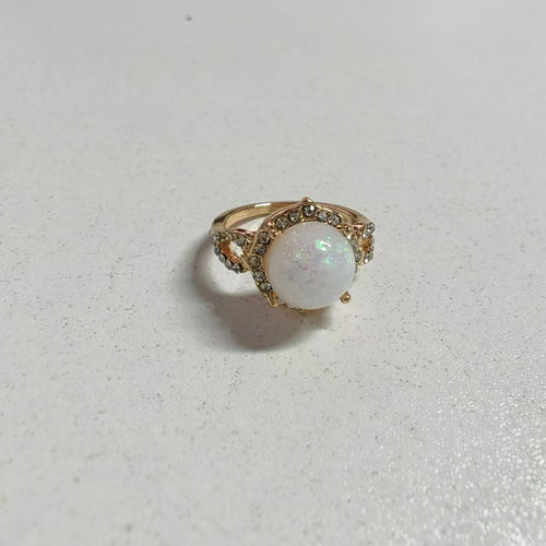 Bohemian-style Fashion Jewelry Diamond-set Opal Ring