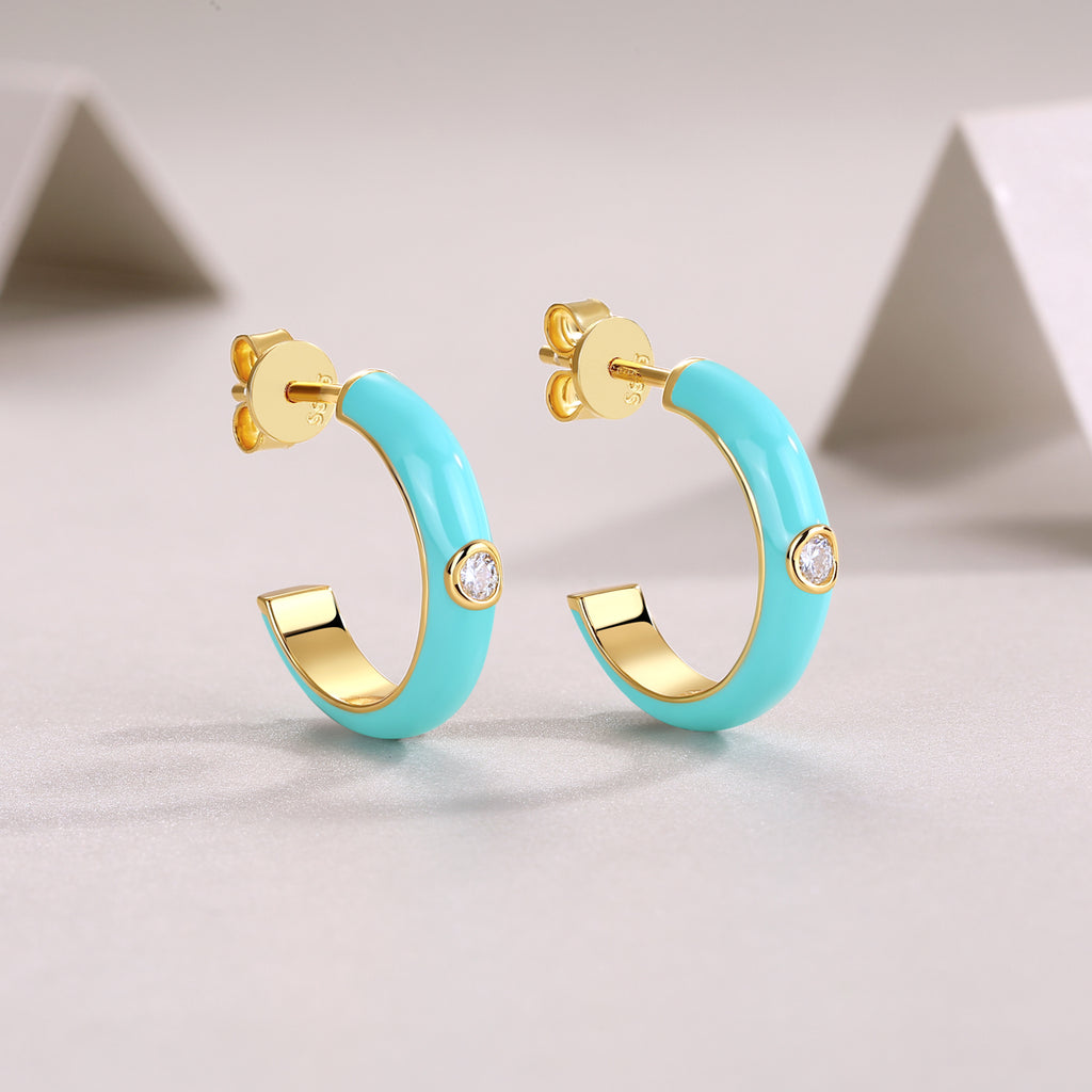 Colorful Imprint - Top-quality Moissanite Luxury Fashion Light Luxury Jewelry Silver Stud Earrings S925 Silver Electroplated Gold