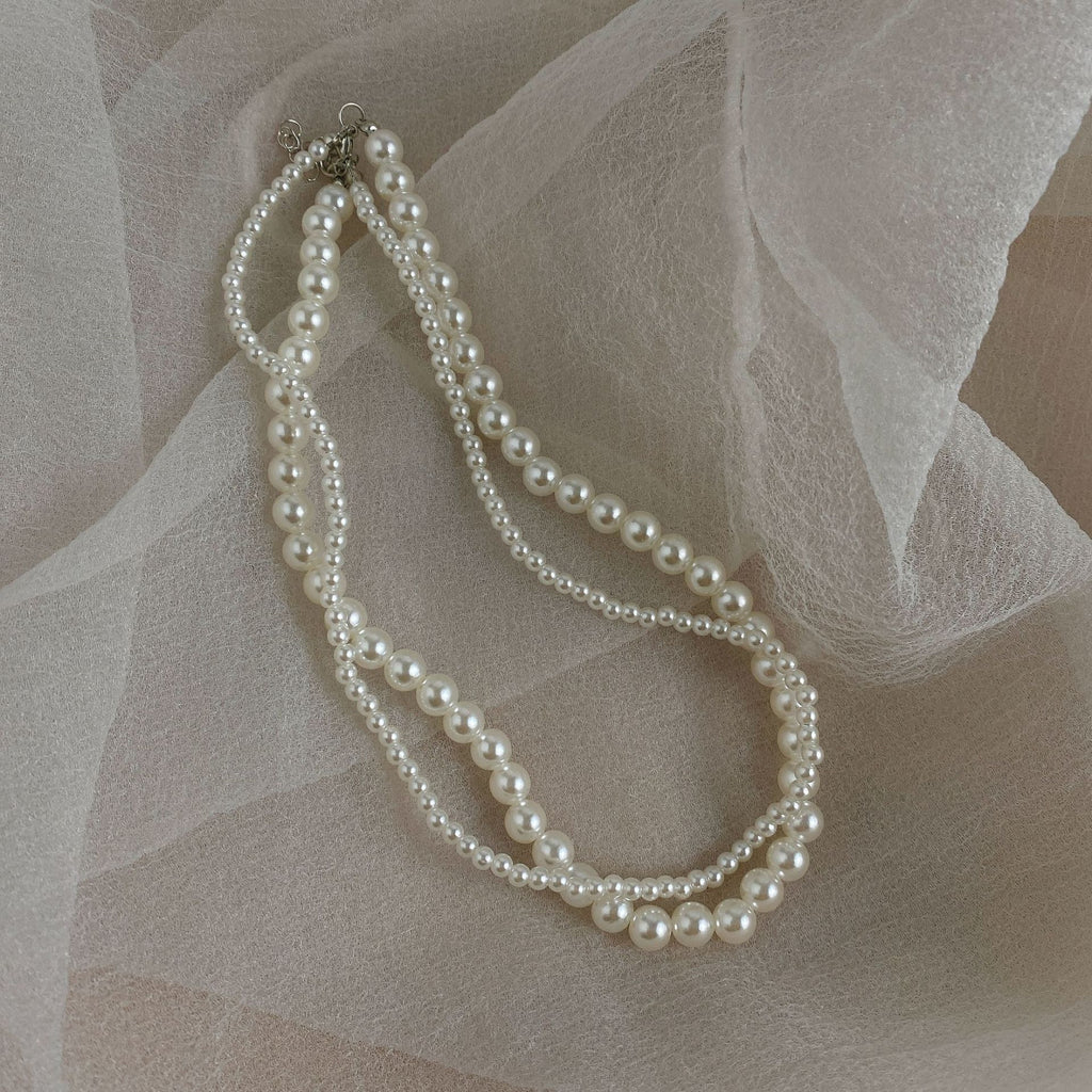 Womens Double-Layer Pearl Necklace For Layering