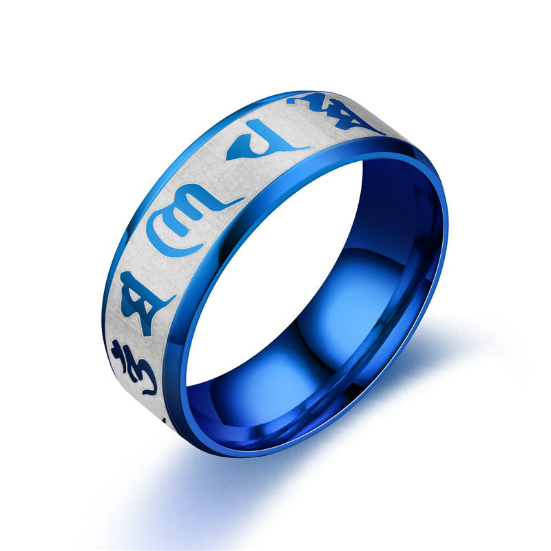 Six-Character Mantra Personalized Stainless Steel Ring For Men And Women