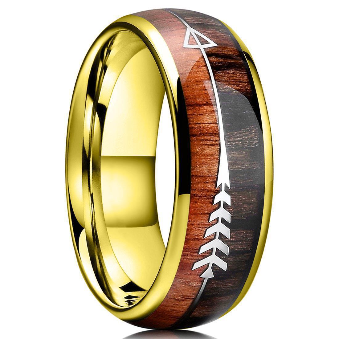 Men's 8mm Arrow-shaped Inlay Stainless Steel Ring