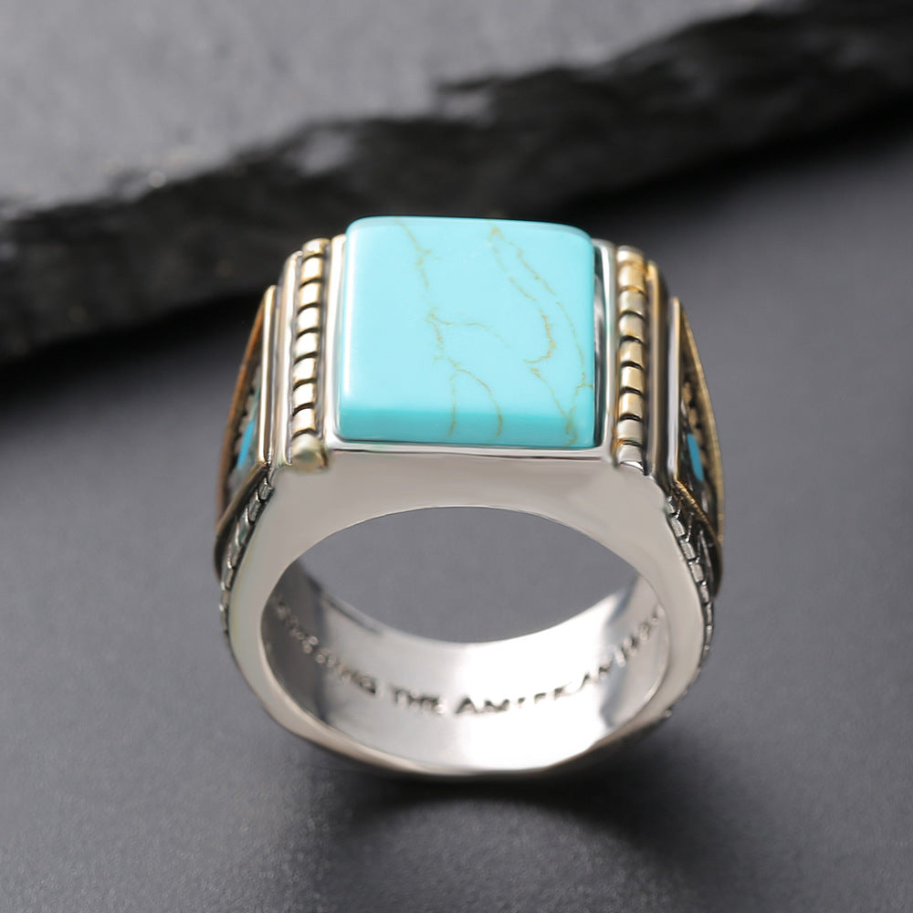 Feather Turquoise Two-tone Electroplated Ring