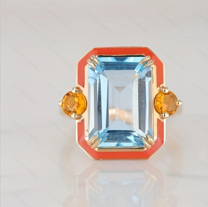 Colorful Zircon Index Finger Ring In A Street-style Hip-hop Vibe