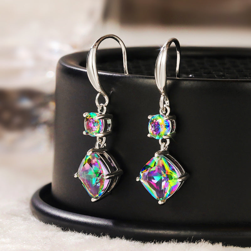 Shimmering Colorful Zircon Womens Earringselegant And Versatile