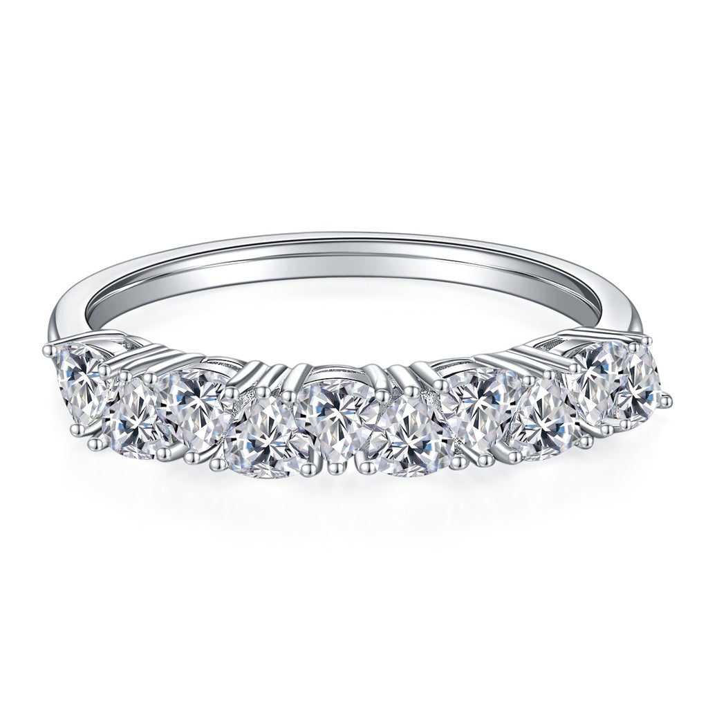A Luxurious And Fashionable Light Luxury Jewelry Silver Ring Set With Top-quality Moissanite, S925 Silver Plated With Platinum