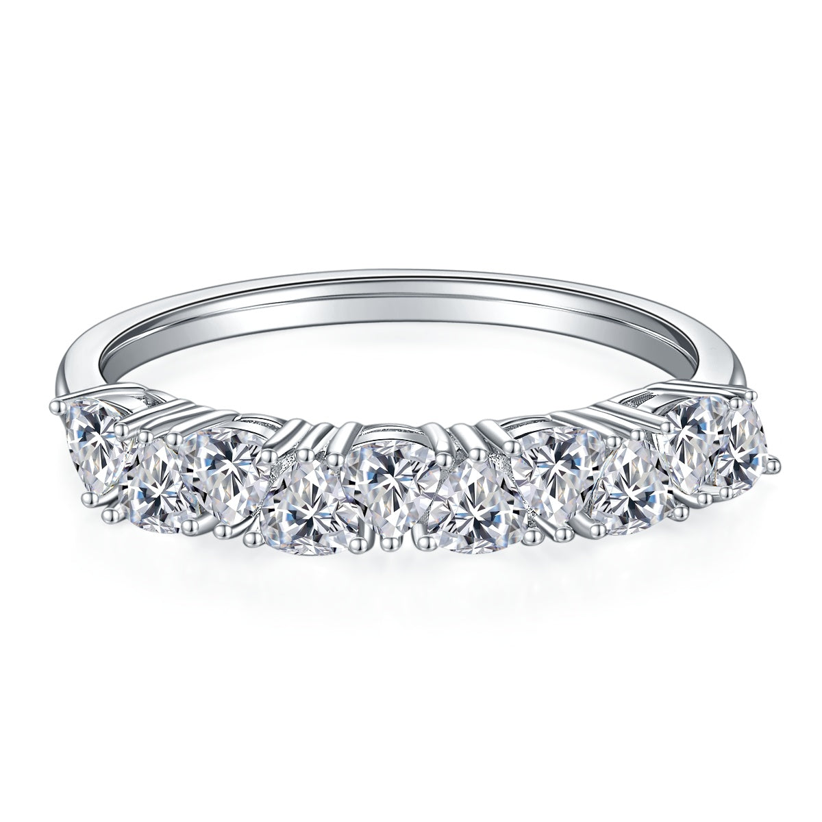 A Luxurious And Fashionable Light Luxury Jewelry Silver Ring Set With Top-quality Moissanite, S925 Silver Plated With Platinum