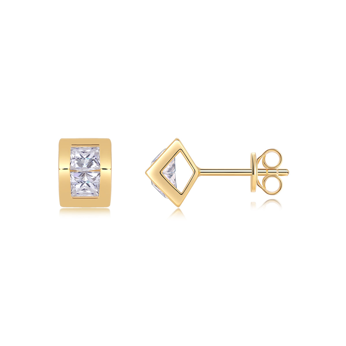Exclusive - Top-quality Moissanite Luxury And Fashionable Light Luxury Jewelry Silver Stud Earrings S925 Silver Electroplated Gold