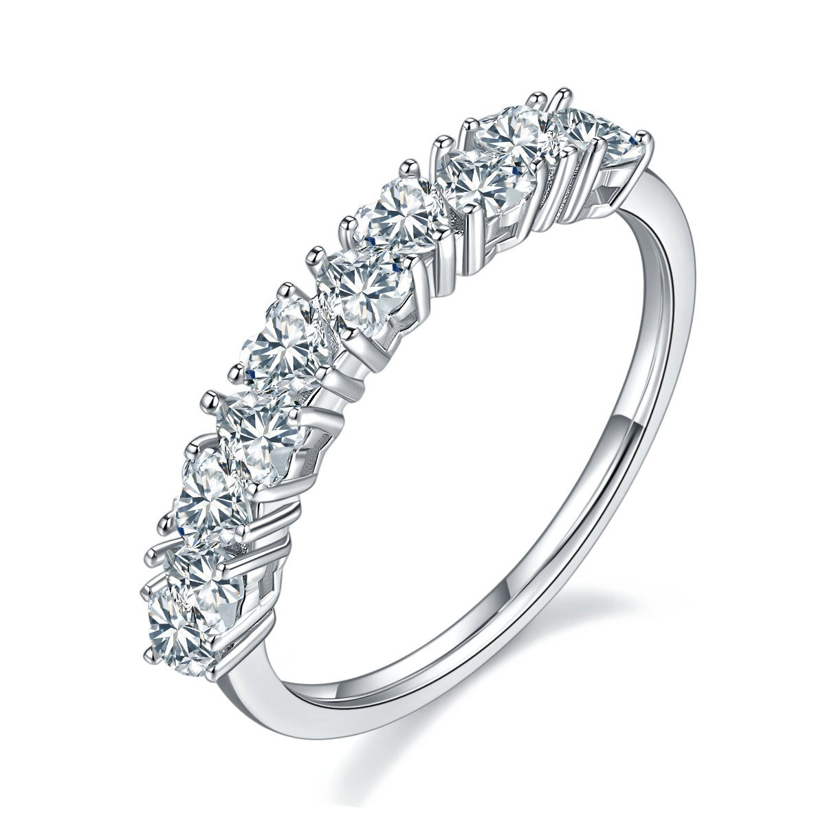 A Luxurious And Fashionable Light Luxury Jewelry Silver Ring Set With Top-quality Moissanite, S925 Silver Plated With Platinum