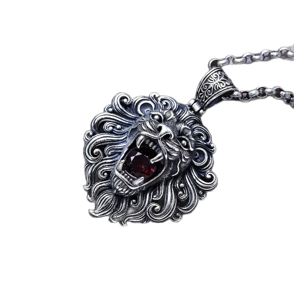 Pure Silver Wild And Domineering Lion Head Pendant
