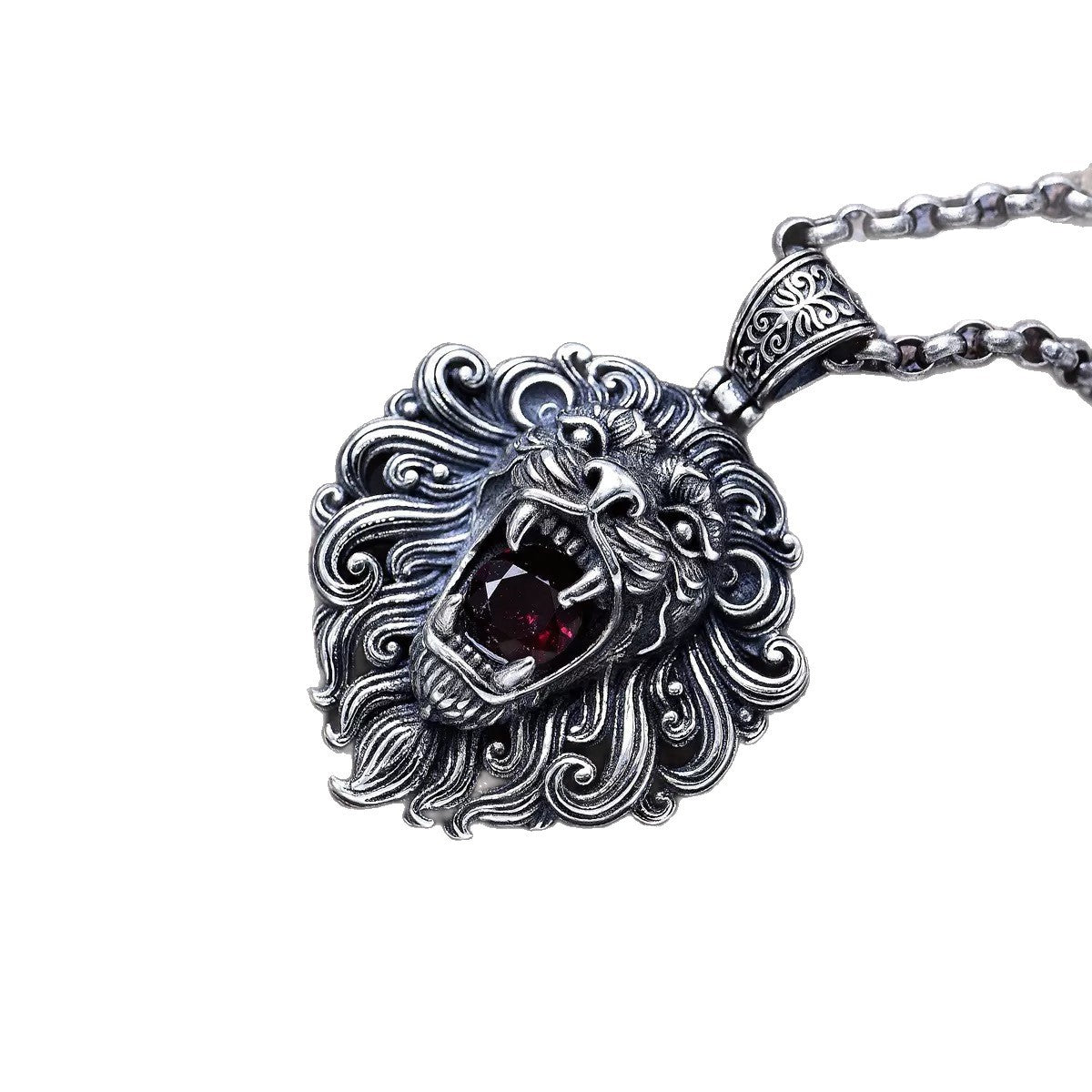 Pure Silver Wild And Domineering Lion Head Pendant