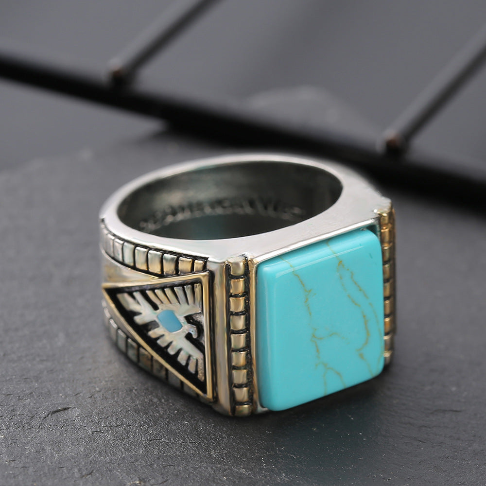 Feather Turquoise Two-tone Electroplated Ring
