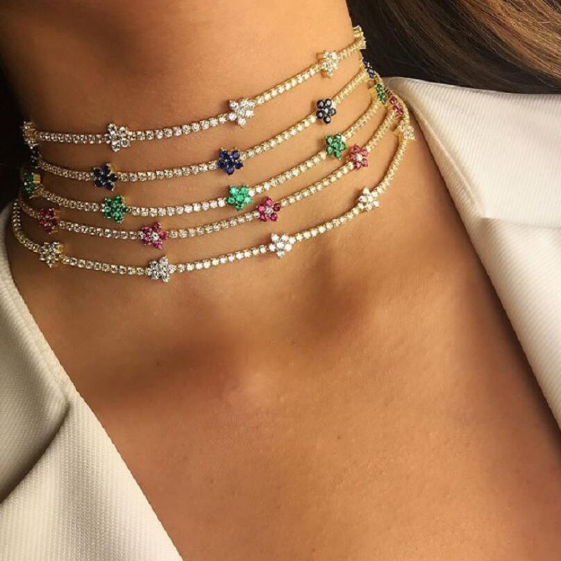 Flower Necklace With Delicate Micro-paved Zircons