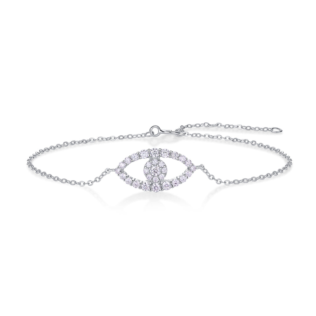 Wish Fairy - A Fashionable And Light Luxury Jewelry Silver Bracelet And Bracelet Set With Top-quality Moissanite, S925 Silver Electroplated Platinum