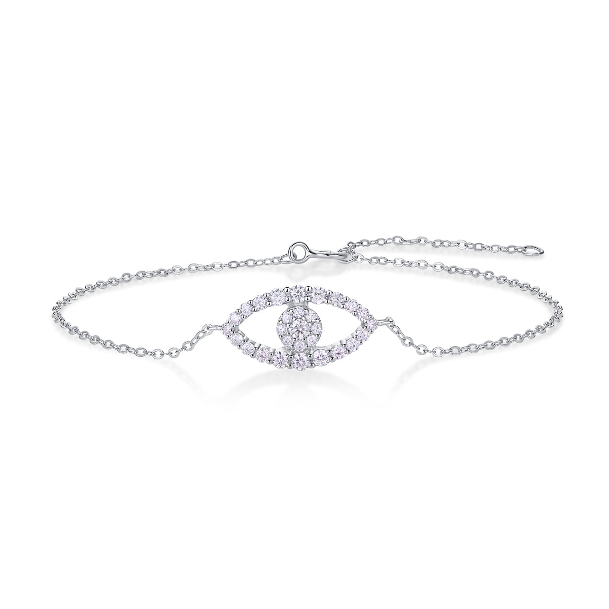 Wish Fairy - A Fashionable And Light Luxury Jewelry Silver Bracelet And Bracelet Set With Top-quality Moissanite, S925 Silver Electroplated Platinum
