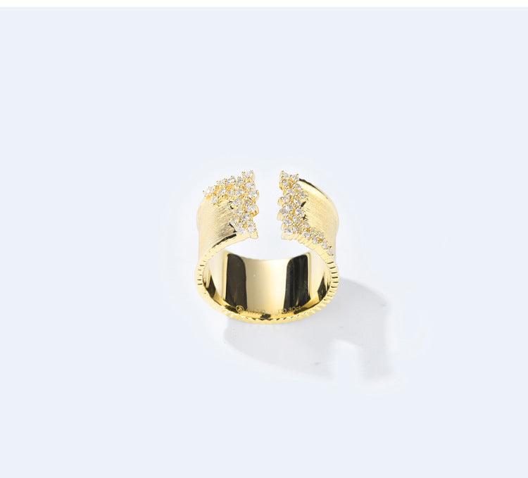 French-style High-end Micro-pave Open Ring For Women