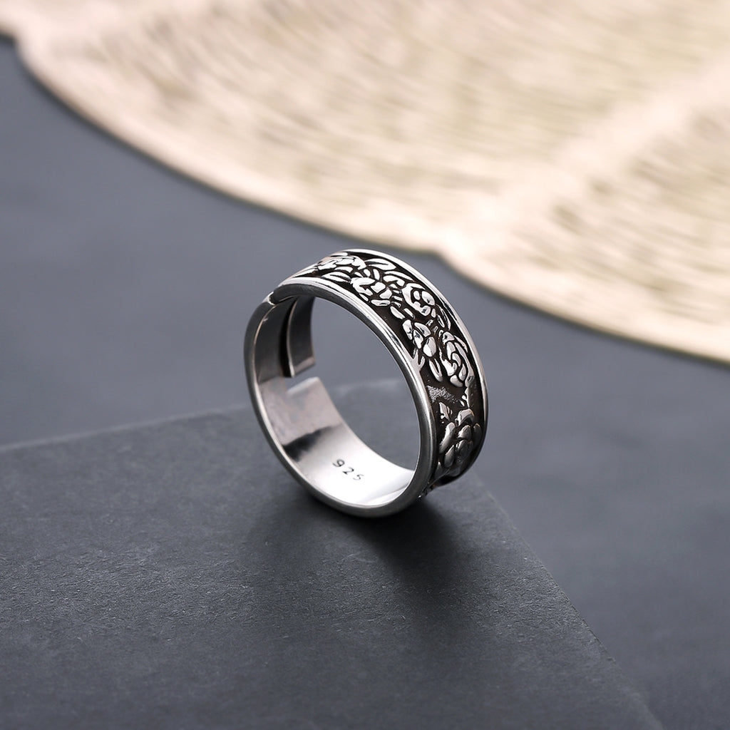 Sterling Silver Horus Eye Feather Ring