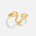 Fashionable Design Serpentine Irregular Ring With Curved Geometric Openwork For Women