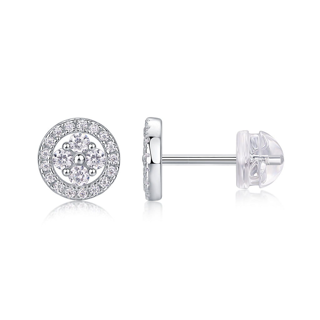 Moonlit Night Silver Osmanthus - Earrings Set With Top-quality Moissanite S925 Silver And Platinum-plated Stud Earrings, A Fashionable And Trendy Accessory, Can Be Tested With A Diamond Pen