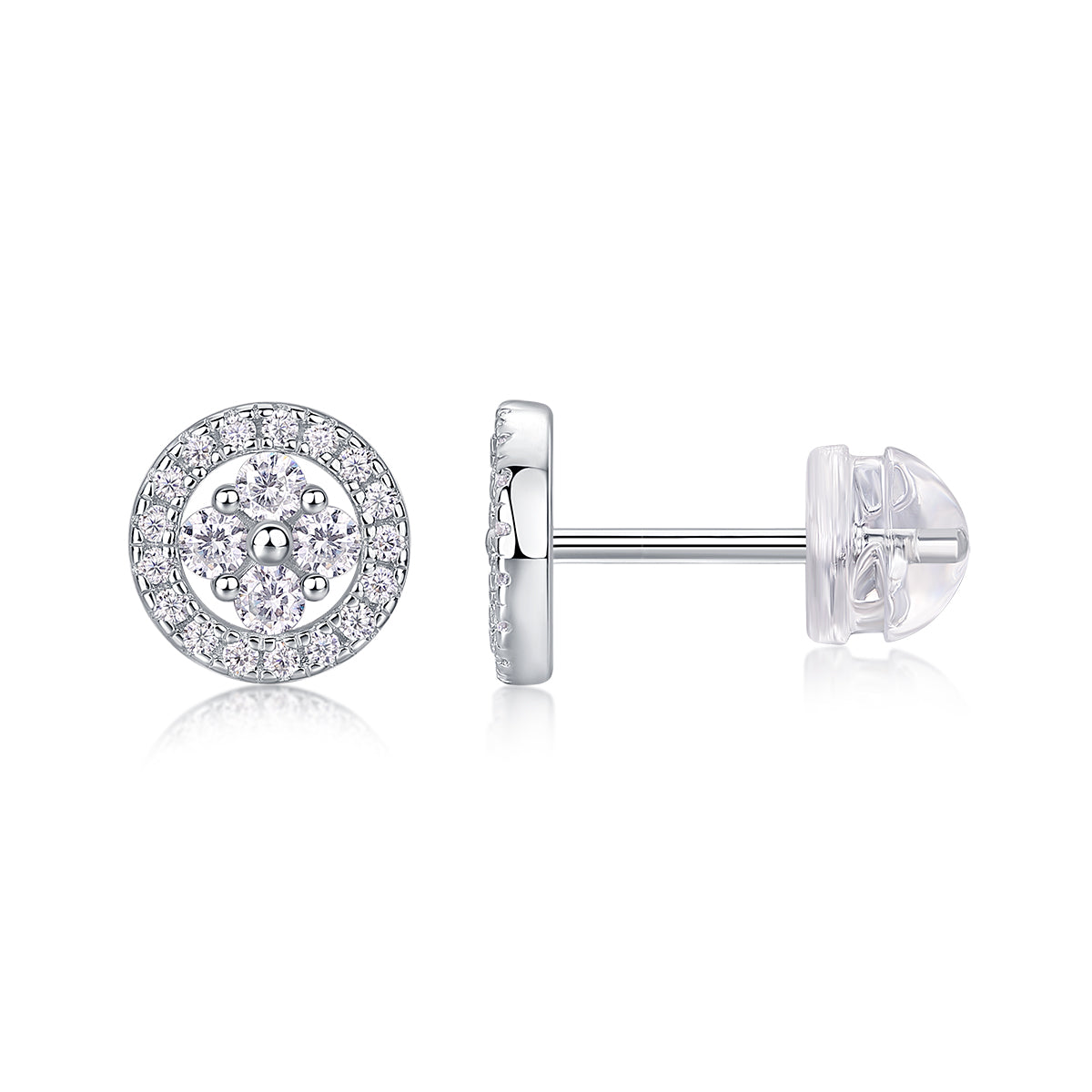 Moonlit Night Silver Osmanthus - Earrings Set With Top-quality Moissanite S925 Silver And Platinum-plated Stud Earrings, A Fashionable And Trendy Accessory, Can Be Tested With A Diamond Pen