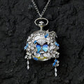 Couples Teal And Green Butterfly Animated Pocket Watch For Graduation Season