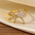 New Diamond-encrusted Bow And Heart Oil-drop Ring
