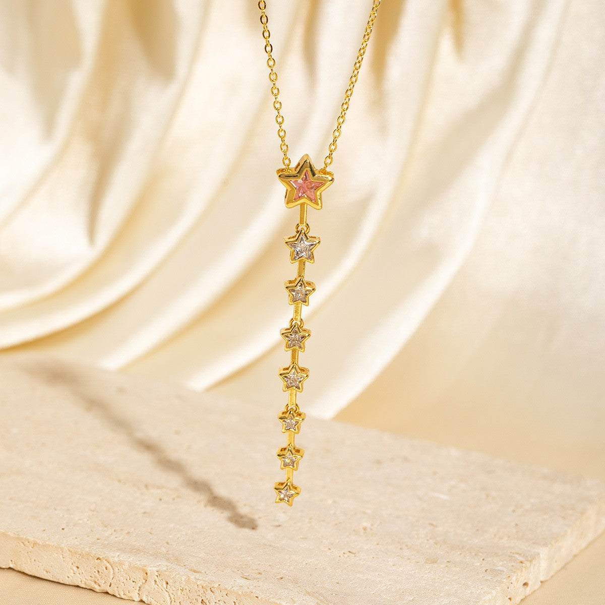 Exquisite Long Necklace With Colorful Zirconia And Elegant Tassels