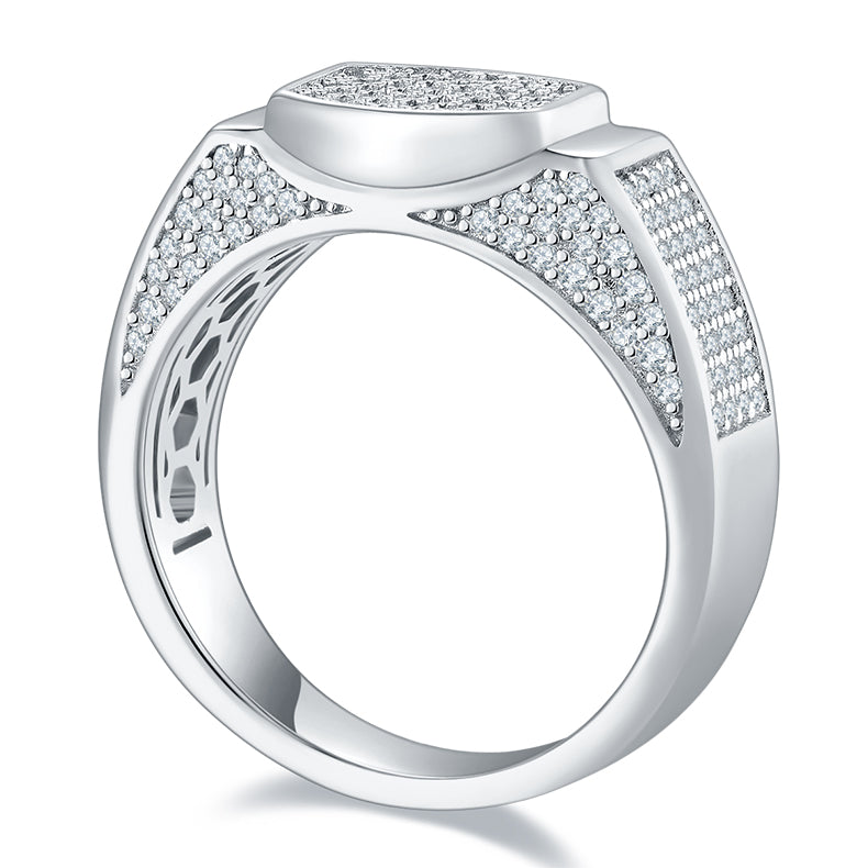 Men's Luxury And Fashionable Light Luxury Jewelry Silver Ring S925 Silver-plated Platinum Set With Top-quality Moissanite