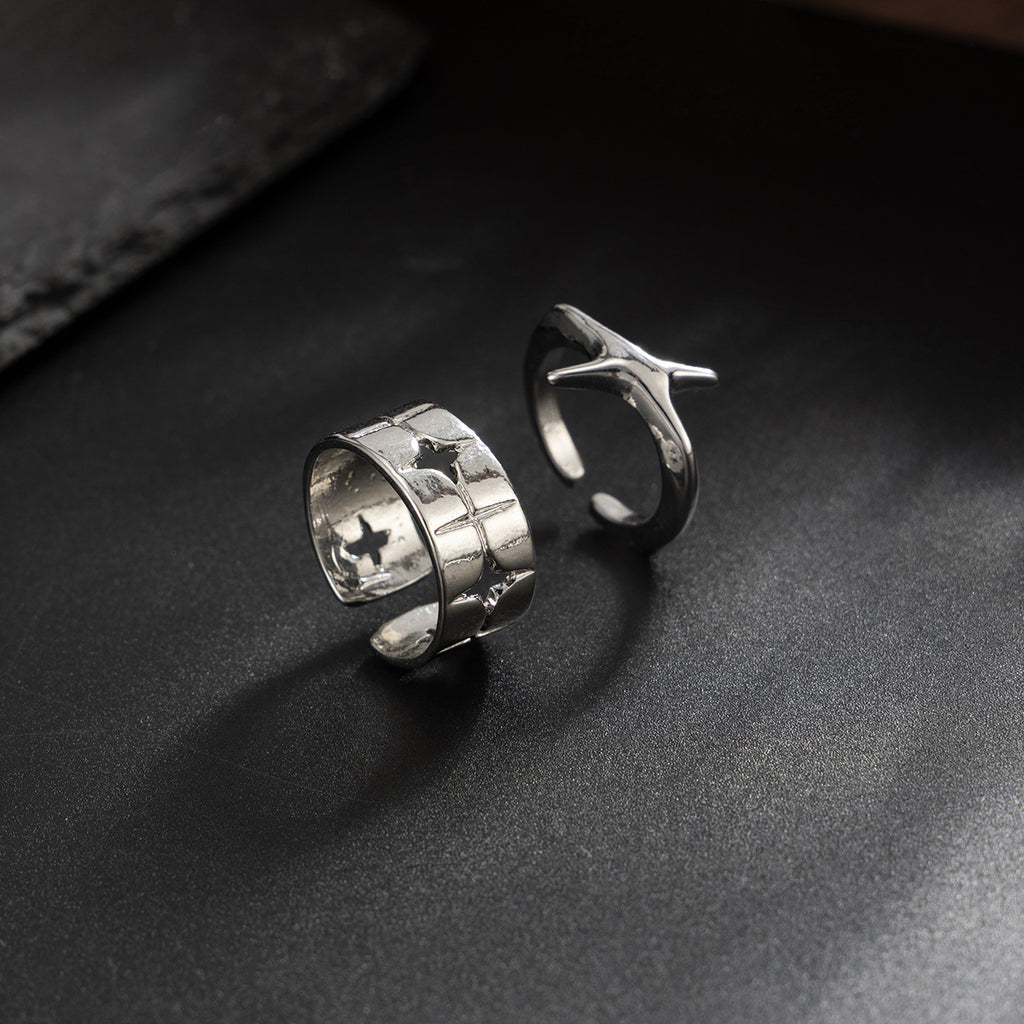 Niche Four-corner Star Ring Rings Male Hip Hop Cool Senior
