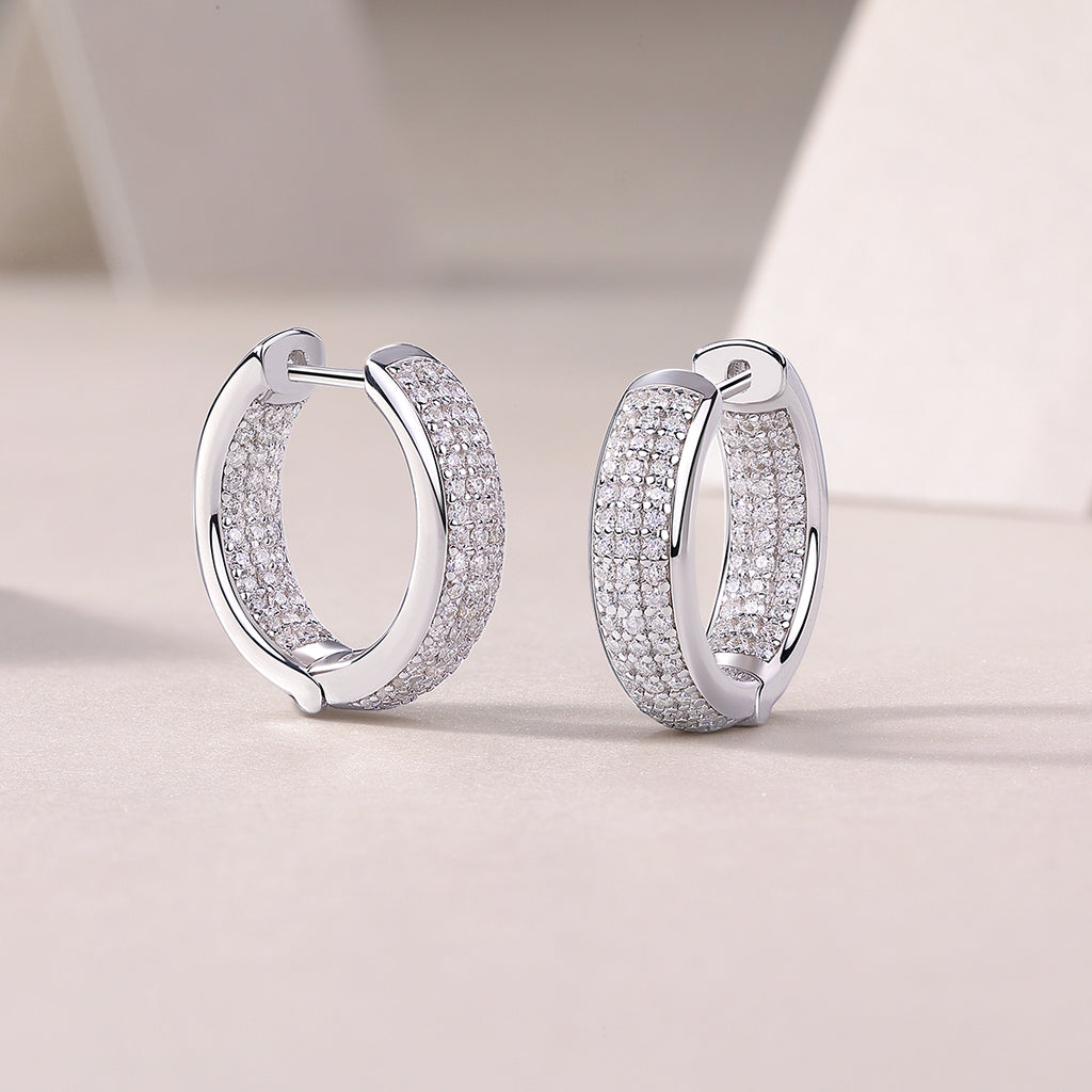 Years - Earrings Set With Top-quality Moissanite S925 Silver And Platinum-plated Stud Earrings, A Fashionable And Trendy Accessory, Can Be Tested With A Diamond Pen