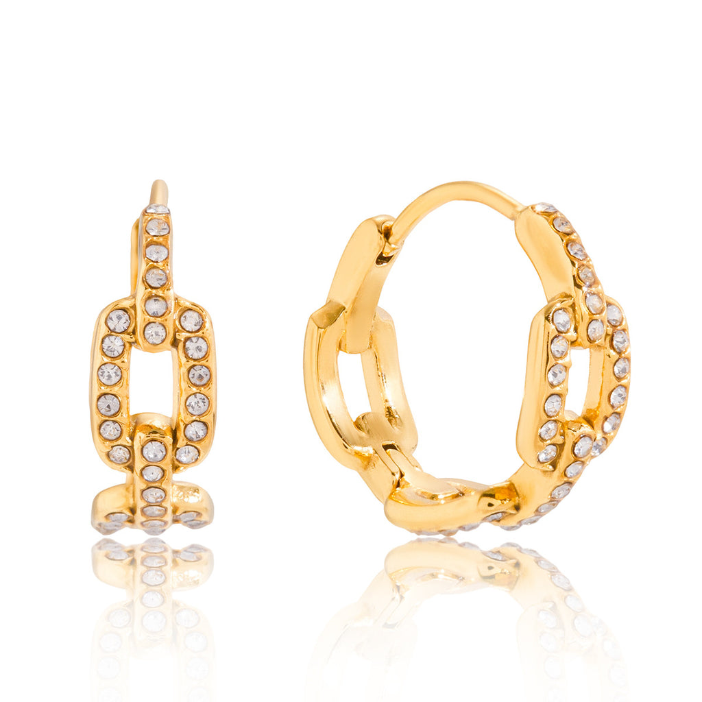 Womens White Zircon Chain Stainless Steel Earrings
