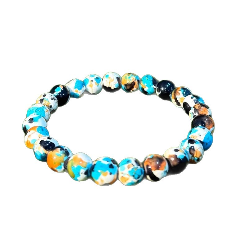 Handmade Elastic Bracelet With Colorful Turquoise Beads