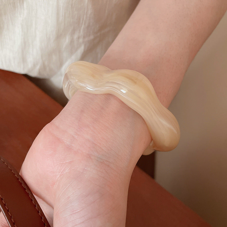 Acrylic Marbled Irregular Open Bracelet