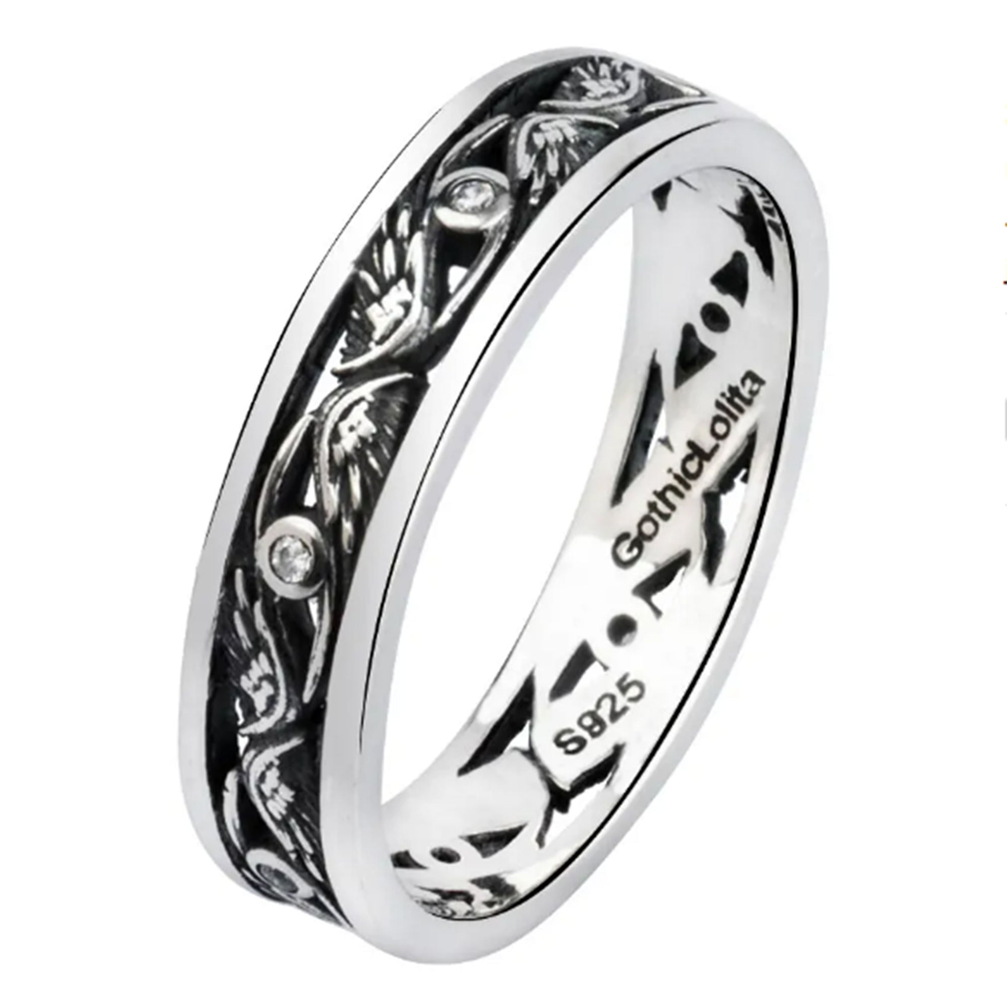 Sterling Silver Horus Eye Feather Ring
