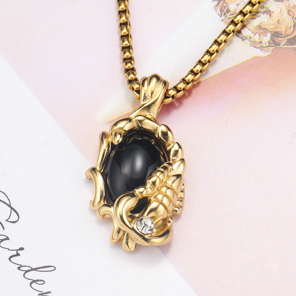 Fashion Transparent Gem Men's Titanium Steel Pendant