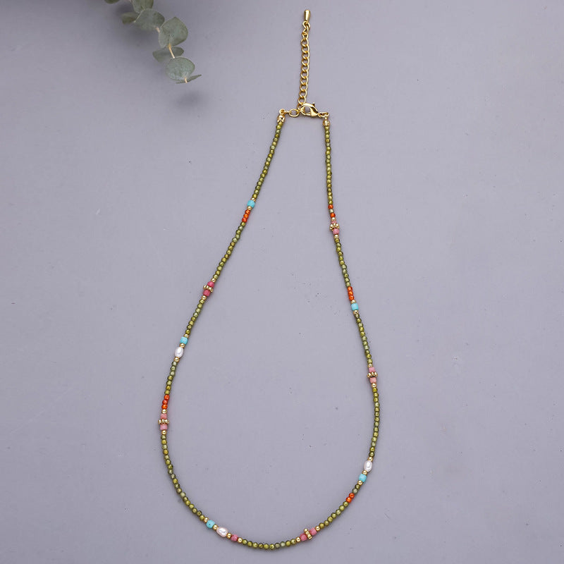 Zircon Colorful Dopamine Necklace Clavicle Chain For Women